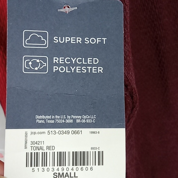 St Johns Bay Pullover Men's Small Tonal Red Thermal Long Sleeve Soft Top - Picture 6 of 8